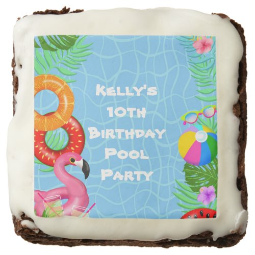 Fun Pool Party Swimming Birthday  Brownie