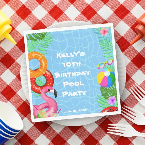 Fun Pool Party Swimming Birthday Napkins