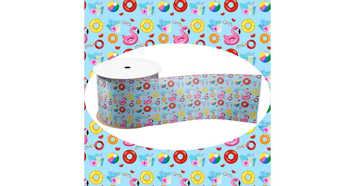 Fun Pool Party Swimming Birthday Satin Ribbon | Zazzle
