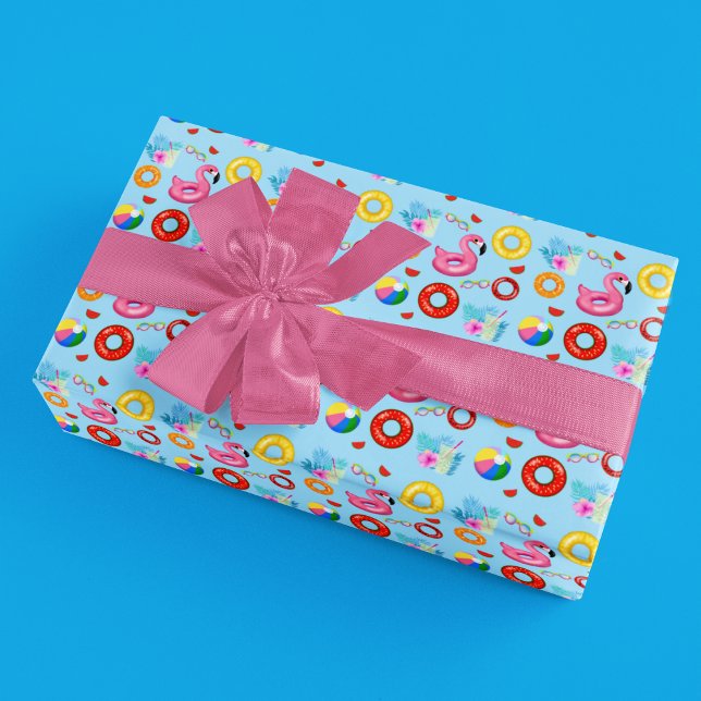 Fun Pool Party Swimming Birthday Wrapping Paper Sheets (All occasion wrapping paper!)