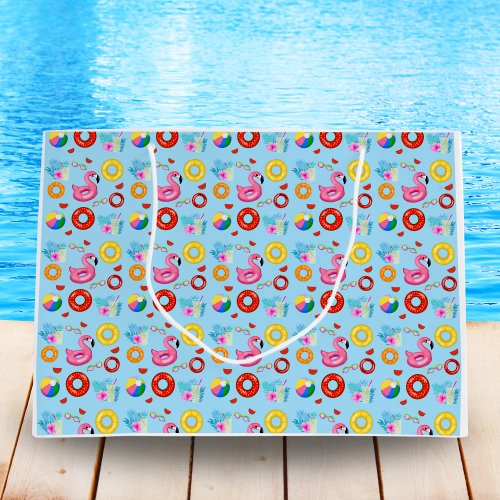 Fun Pool Party Swimming Pattern Large Gift Bag