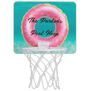 Fun Pool side summer floating pink dougnut Mini Basketball Hoop