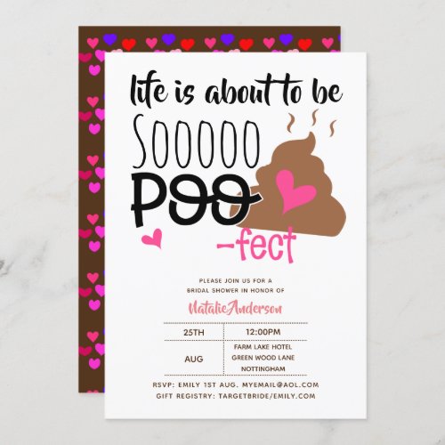 Fun POOP Emoji Life Is Poofect Love Bridal Showe Invitation