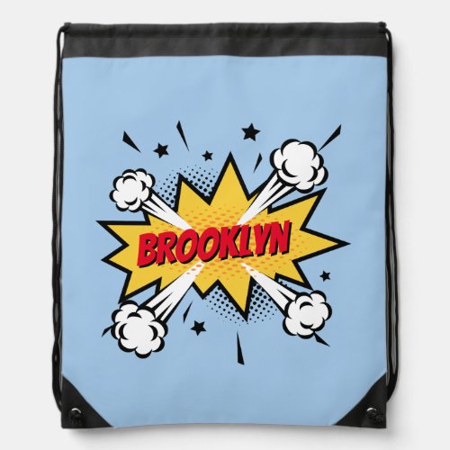 Fun pop art comic book style callout logo drawstring bag