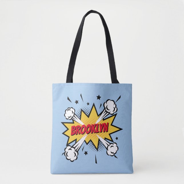 Fun pop art comic book style callout logo tote bag (Front)