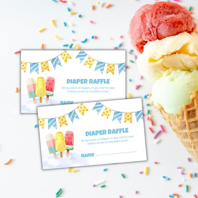 Fun Popcicle Ice Cream Diaper Raffle Baby Shower  Enclosure Card (Fun Popcicle Ice Cream Diaper Raffle Baby Shower Enclosure Card)
