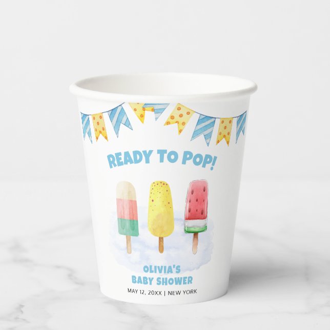Fun Popcicle Ready To pop Ice Cream Baby Shower  Paper Cups (Front)