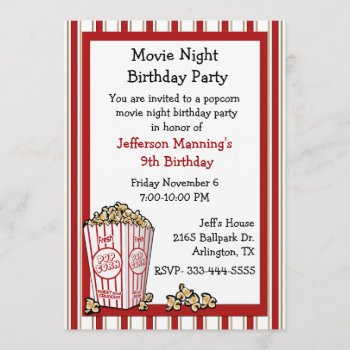 Fun Popcorn Birthday Party Invitation by Hannahscloset at Zazzle