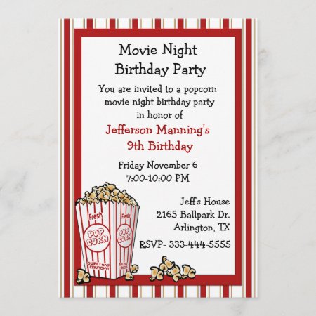 Fun Popcorn Birthday Party Invitation