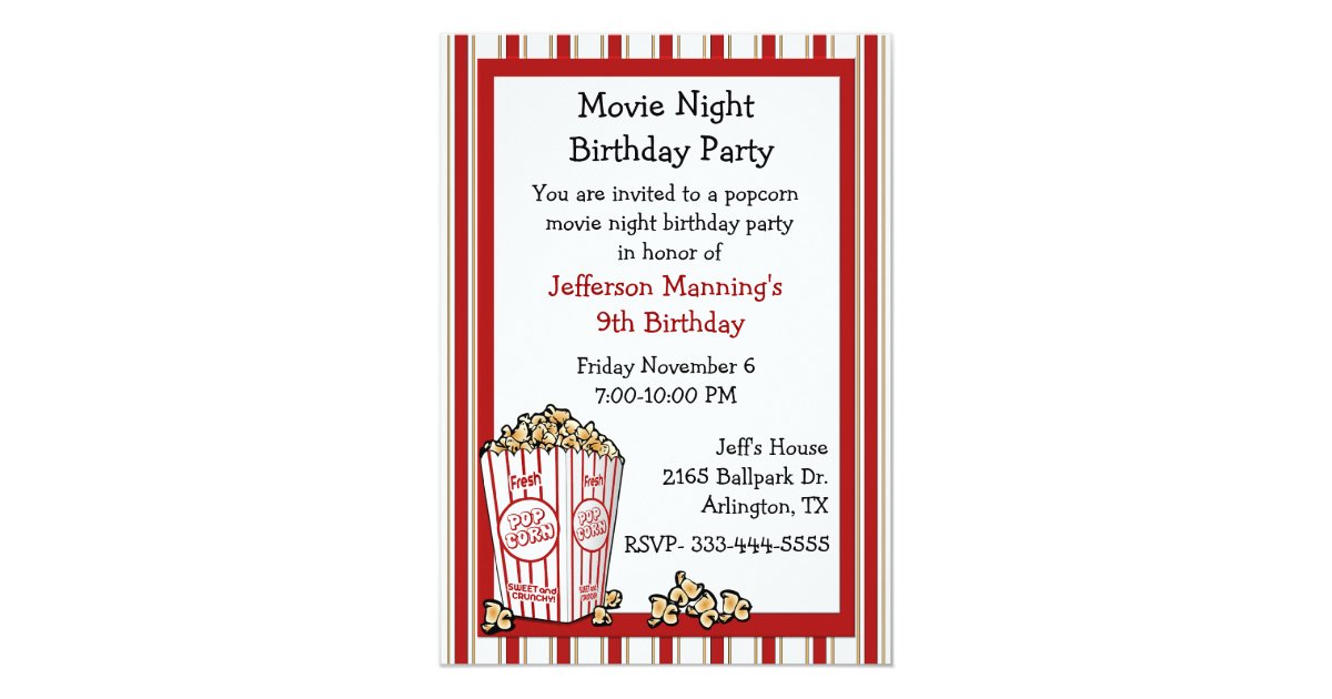 Fun Popcorn Birthday Party Invitation | Zazzle.com