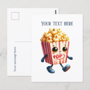 Fun popcorn lovers add text postcard
