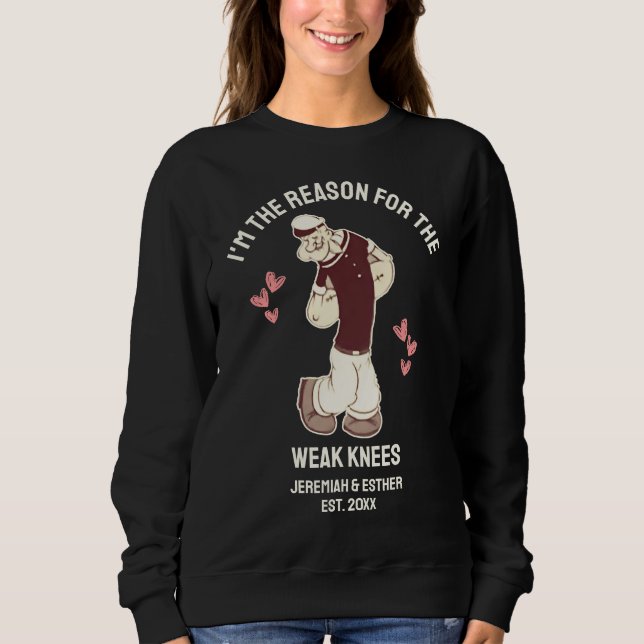 Fun POPEYE Weak At The Knees Valentines Couples Sweatshirt (Front)