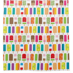 Fun Popsicle Ice Cream Bars Shower Curtain
