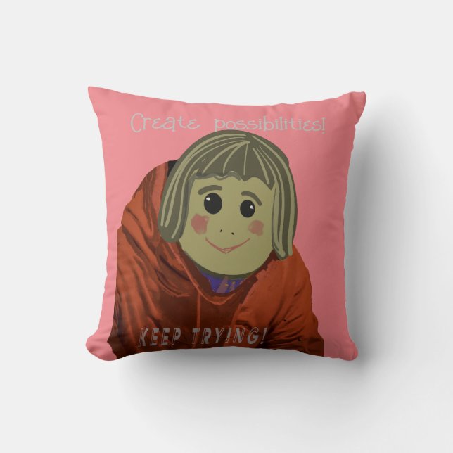 Fun Possibilities, Keep Trying Throw Pillow (Front)