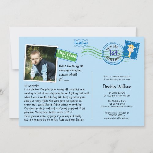 Fun Postcard Birthday Party Invitation