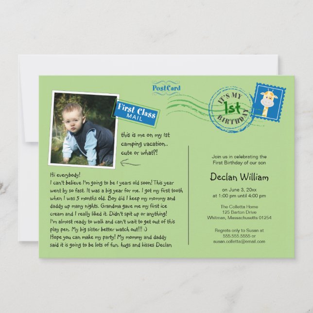 Fun Postcard Birthday Party Invitation (Front)