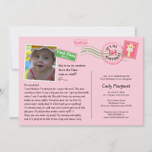 Fun Postcard Birthday Party Invitation
