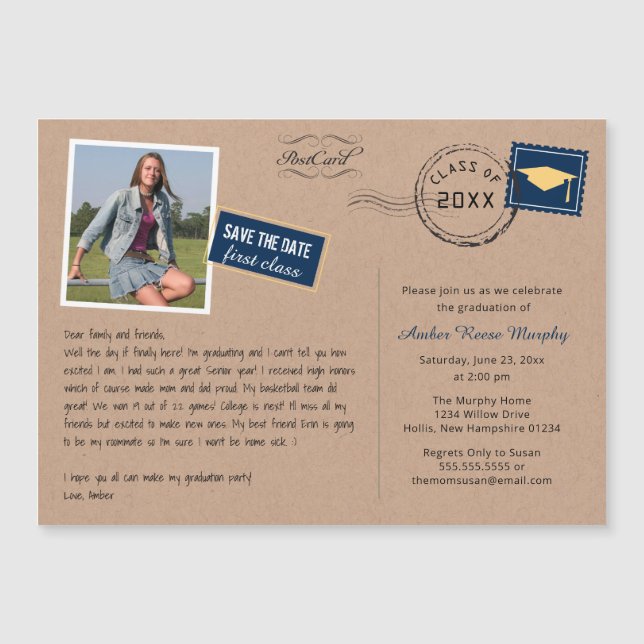 Fun Postcard Style Graduation Party Invitation (Front)