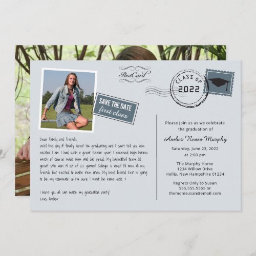 Fun Postcard Style Graduation Party Invitation