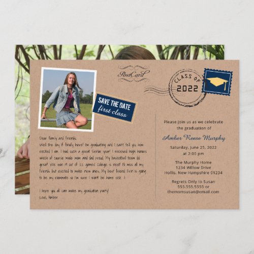 Fun Postcard Style Graduation Party Invitation