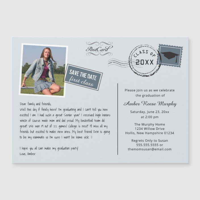 Fun Postcard Style Graduation Party Invitation | Zazzle.com