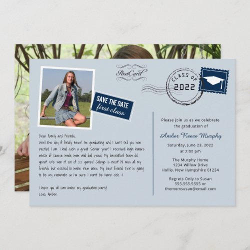 Fun Postcard Style Graduation Party Invitation