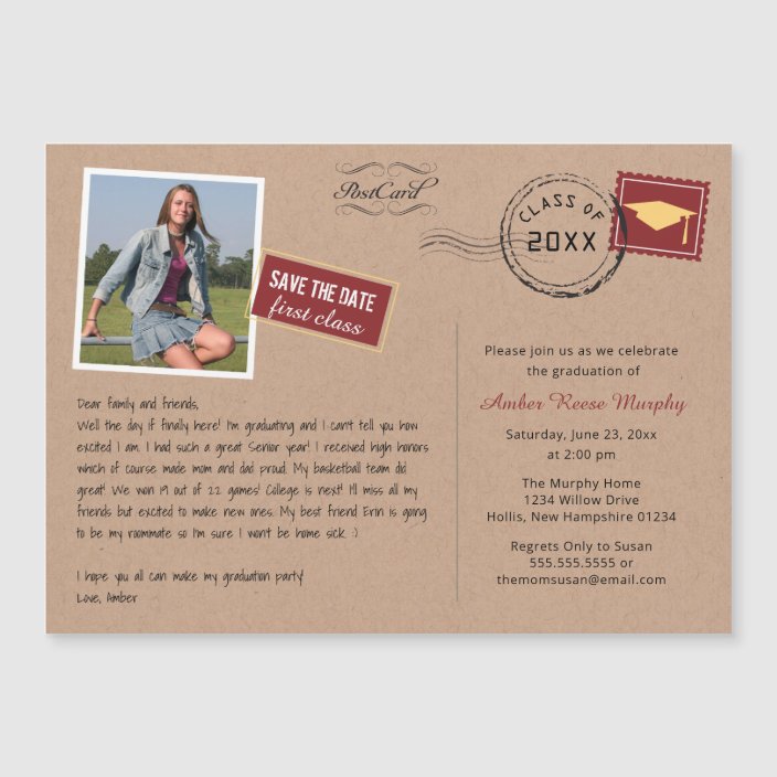 Fun Postcard Style Graduation Party Invitation