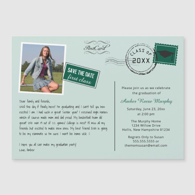 Fun Postcard Style Graduation Party Invitation (Front)
