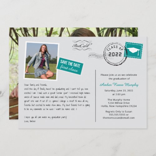 Fun Postcard Style Graduation Party Invitation