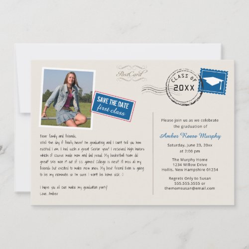 Fun Postcard Style Graduation Party Invitation