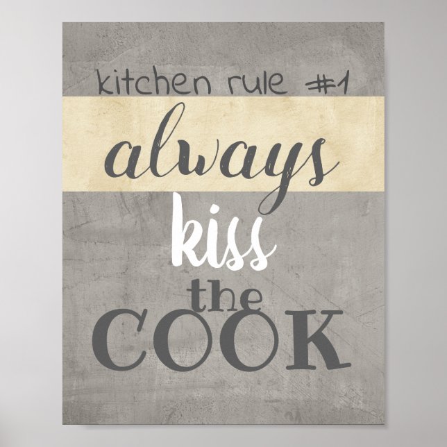 fun poster kitchen quote humor kiss the cook (Front)