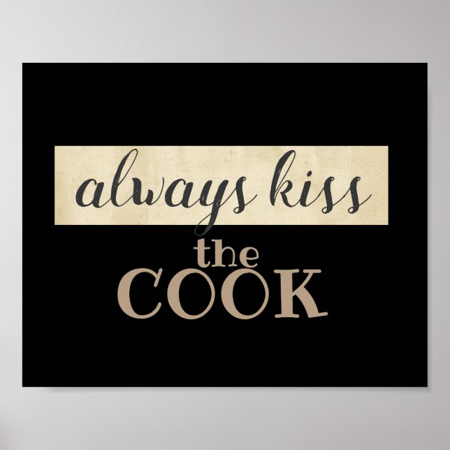 fun poster kitchen quote humor kiss the cook (Front)