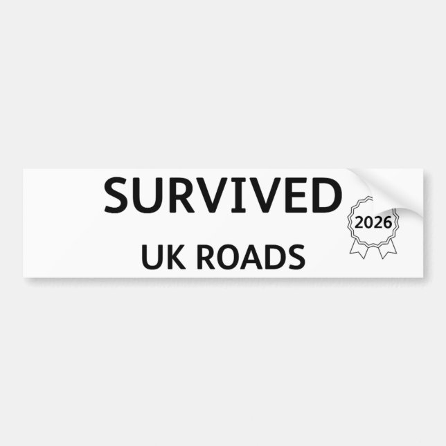 Fun Pothole Bumper Sticker SURVIVED UK ROADS 2026 (Front)