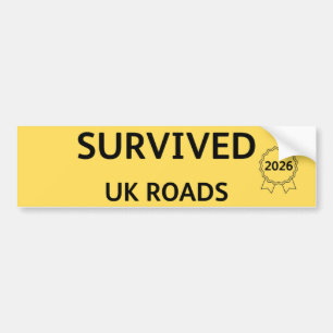 Fun Pothole Bumper Sticker SURVIVED UK ROADS 2026