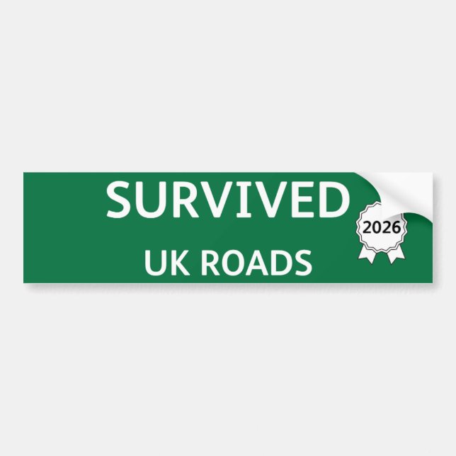 Fun Pothole Bumper Sticker SURVIVED UK ROADS 2026 (Front)