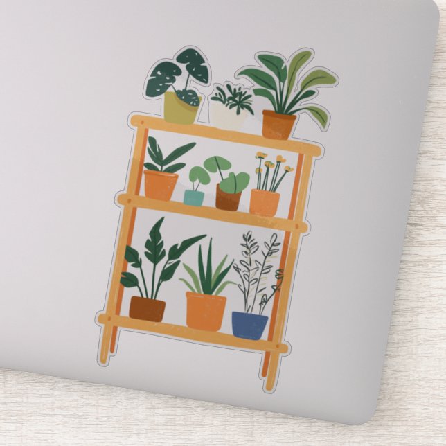 Fun Potted Houseplants Illustration Sticker (Detail)