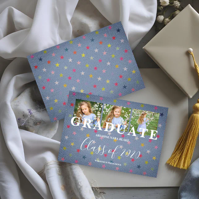 Fun Pre-K Graduation Blue Textile & Little Star | Zazzle