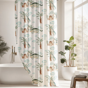 Fun Prehistoric Dinosaur Pattern Shower Curtain
