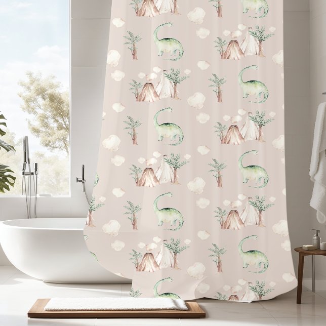 Fun Prehistoric Dinosaur Pattern Shower Curtain (Creator Uploaded)
