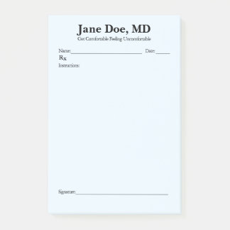 Fun prescription 4" x 6" Post It notes Blue