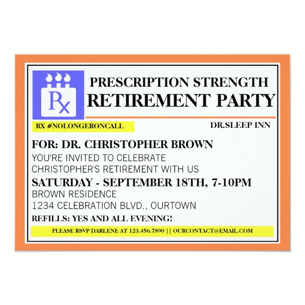 Funny Drug Stickers Fun Prescription Label Retirement Invitations Zazzle com