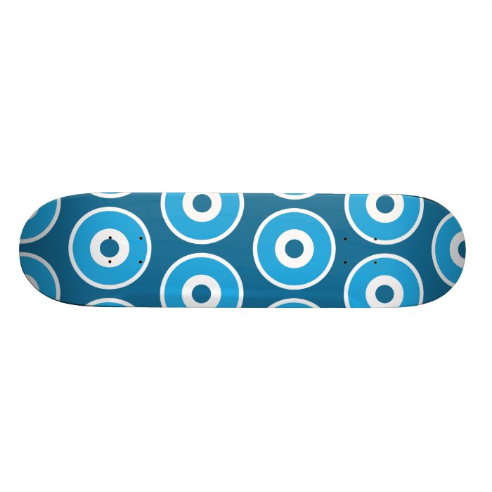 Fun Pretty Blue Concentric Circles Pattern Skateboard Deck