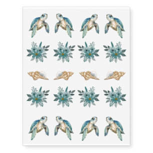 Fun Pretty Chic Beachy Watercolor Fake Tattoos