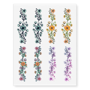 Fun Pretty Chic Watercolor Floral Fake Tattoos