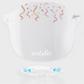 Fun Pretty Gold Pink Party Confetti Face Shield (Front w/Glasses)