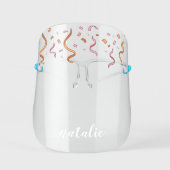 Fun Pretty Gold Pink Party Confetti Face Shield (Front)