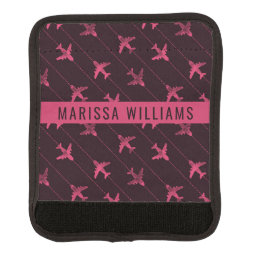 Fun Pretty Pink Black Plane Travel   Luggage Handle Wrap