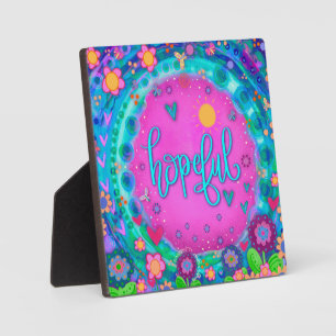 Fun Pretty Pink Floral Hopeful Inspirivity Easel Plaque