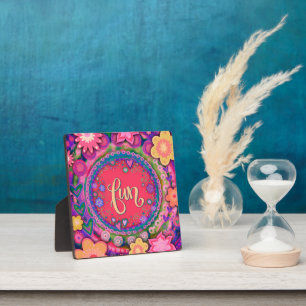 Fun Pretty Pink Floral Whimsical Inspirational Plaque
