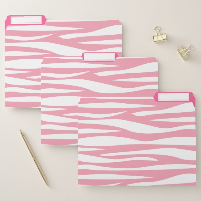 Fun Pretty Pink Zebra Pattern Cute Girly  File Folder (Set)